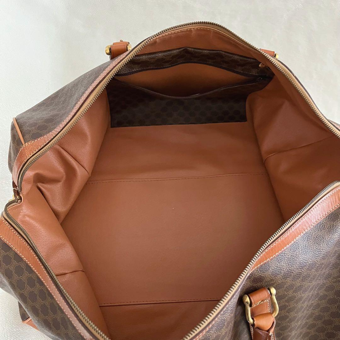 CELINE セリーヌ ボストンバッグ 鍵付き マカダム柄 レザー ブラウン