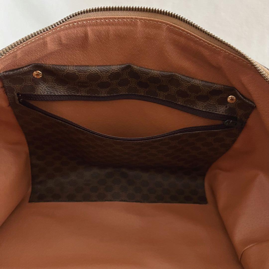 CELINE セリーヌ ボストンバッグ 鍵付き マカダム柄 レザー ブラウン