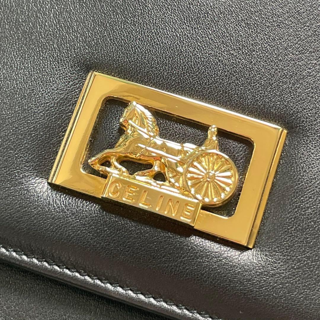 【新品級に綺麗】セリーヌ ホースキャレッジ 馬車金具 レザークラッチバッグ