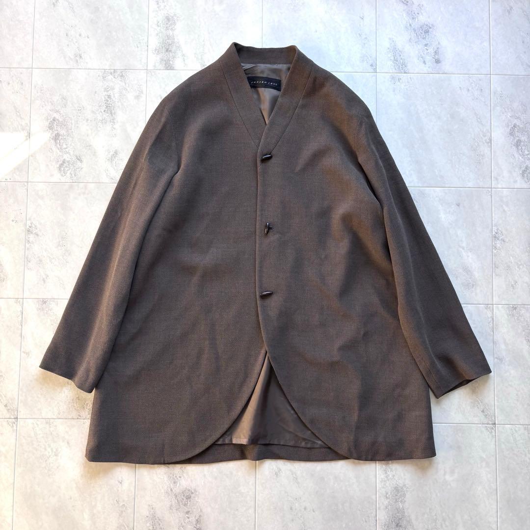 【美品】ヨーガンレール ノーカラージャケット ウールレーヨン ブラウン 羽織り