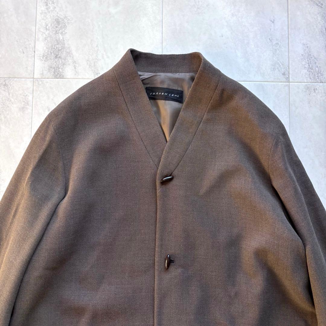 【美品】ヨーガンレール ノーカラージャケット ウールレーヨン ブラウン 羽織り