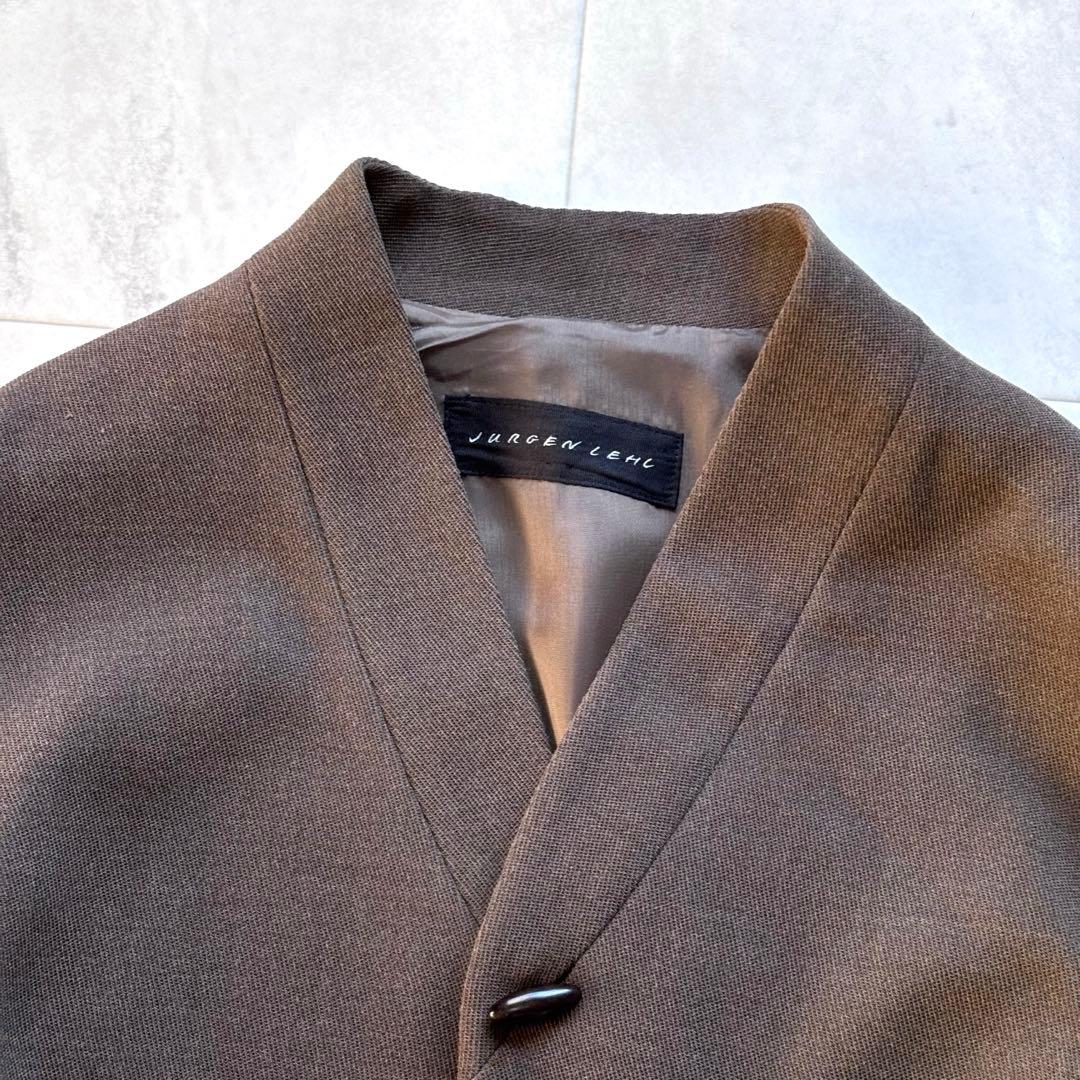 【美品】ヨーガンレール ノーカラージャケット ウールレーヨン ブラウン 羽織り