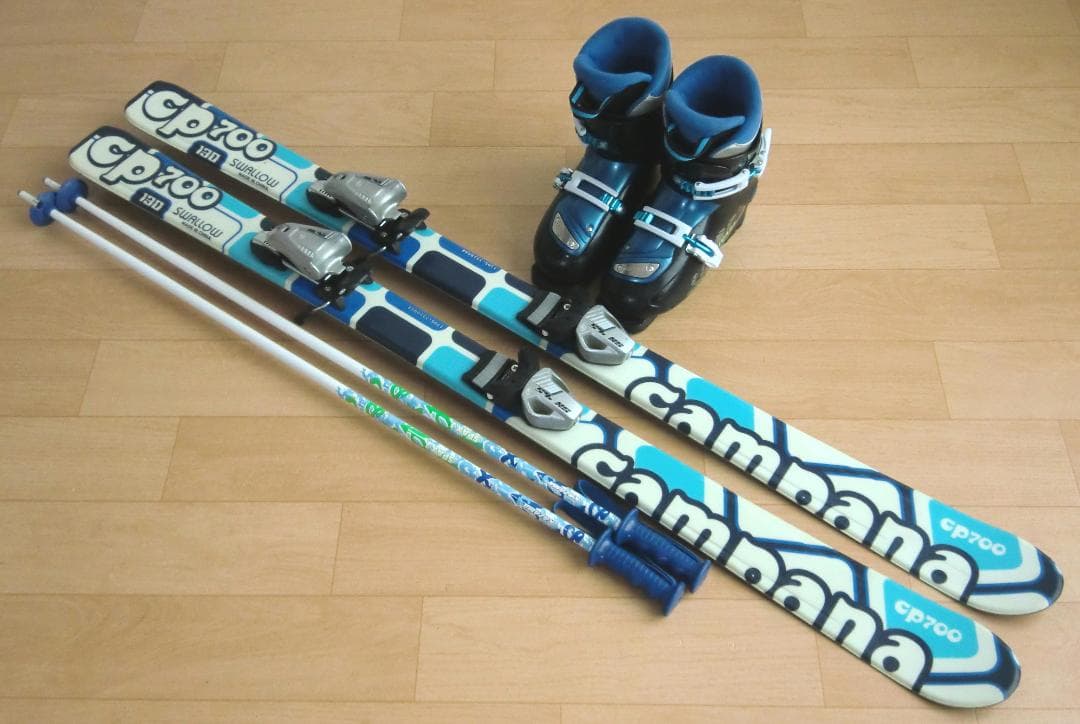 ■■送料無料■SWALLOW■子供用スキー4点セット■板130/靴23■WAX済