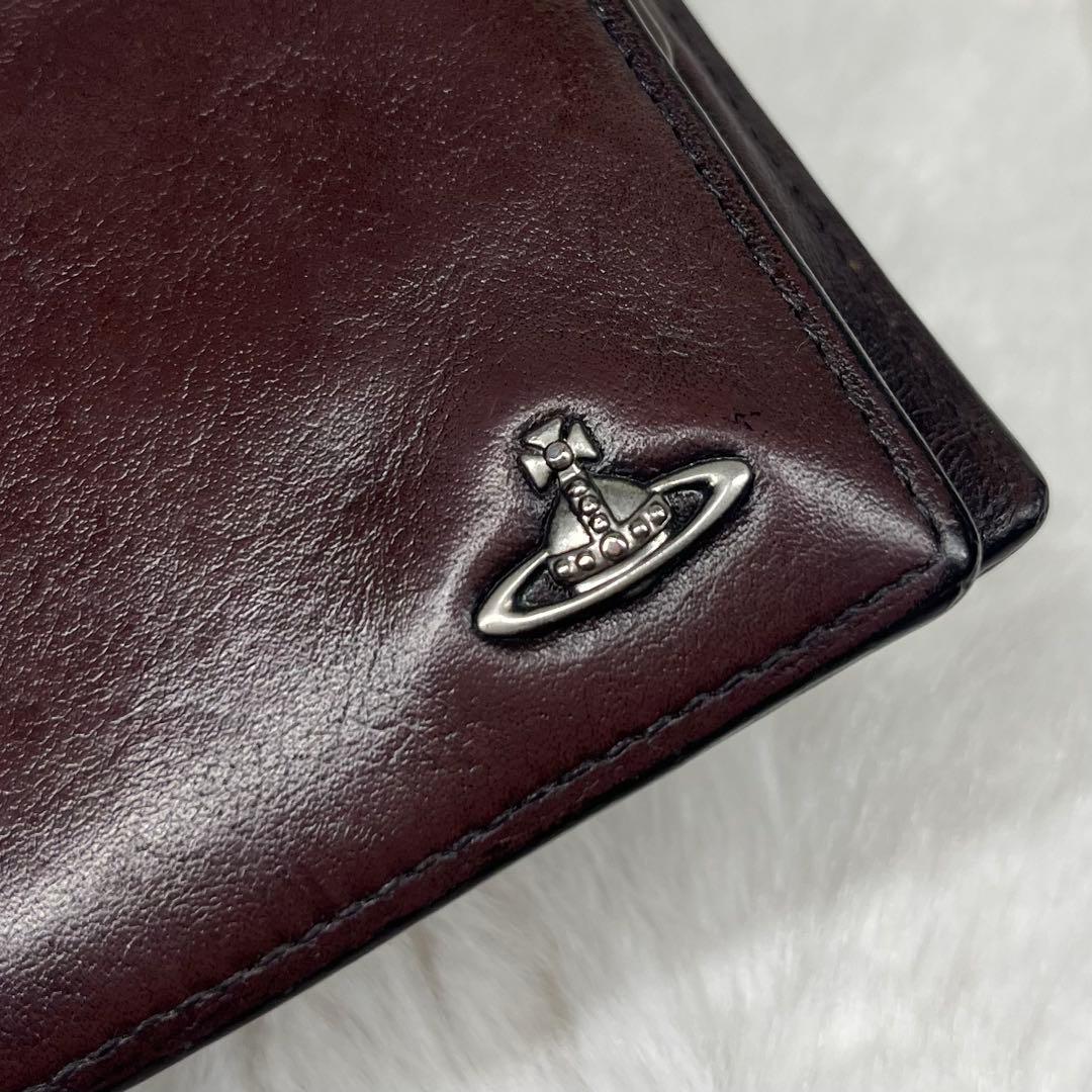 【美品】Vivienne Westwoodダークブラウンレザー 二つ折り財布