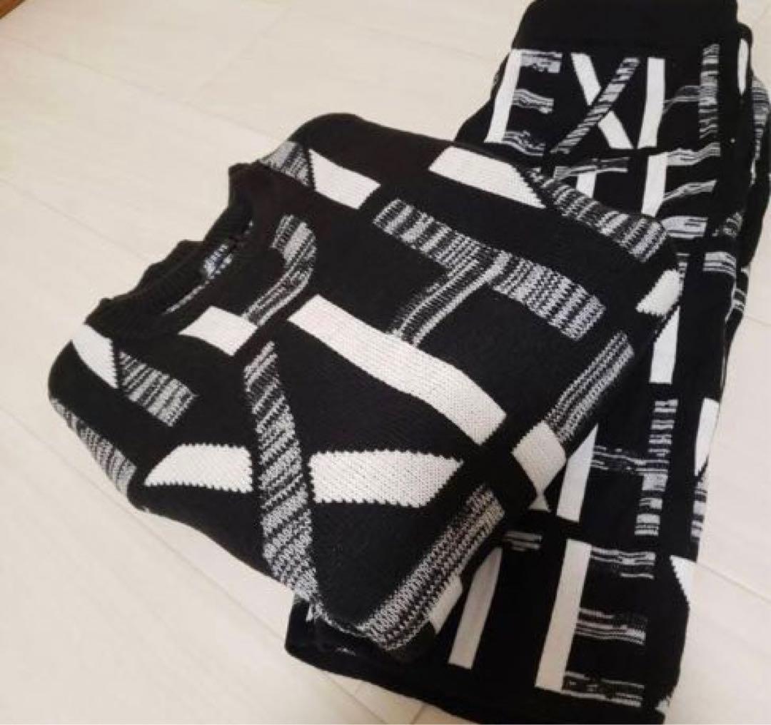 ニットウェア　バイカラー　白黒　L セットアップ