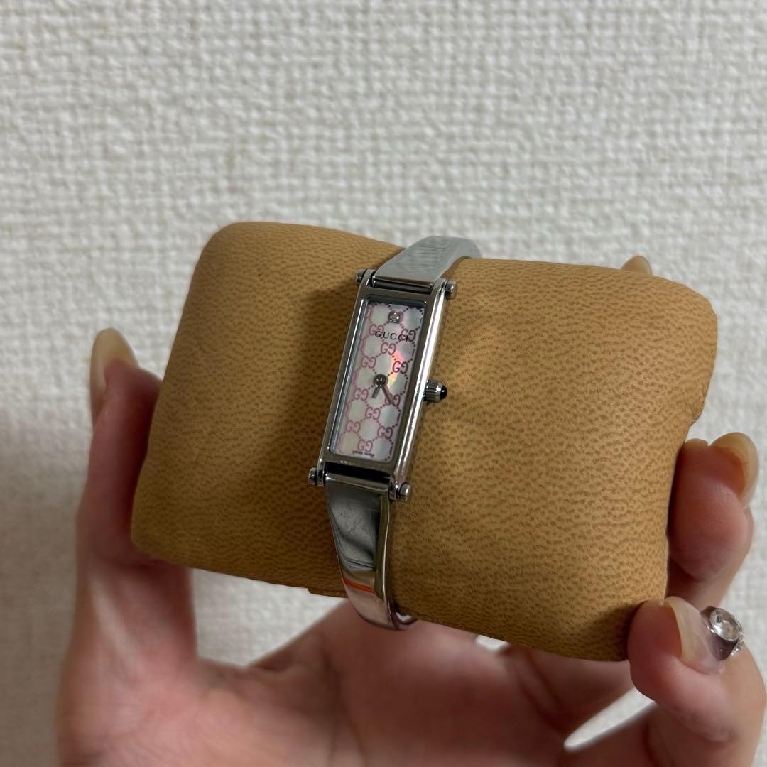 GUCCI バングルウォッチ 1Pダイヤモンド 1500L 新品電池