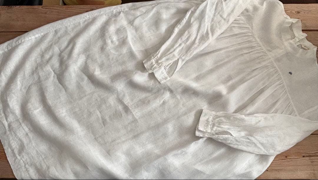 mina perhonen麻ワンピース　38サイズ　ホワイト