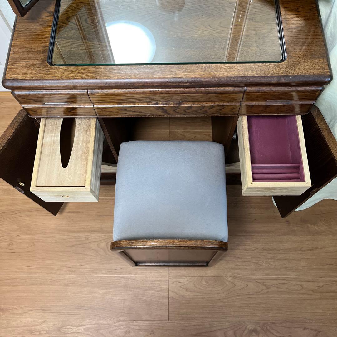 【サイ】下部引き出し部分B木製化粧台、引き出し、収納椅子付き