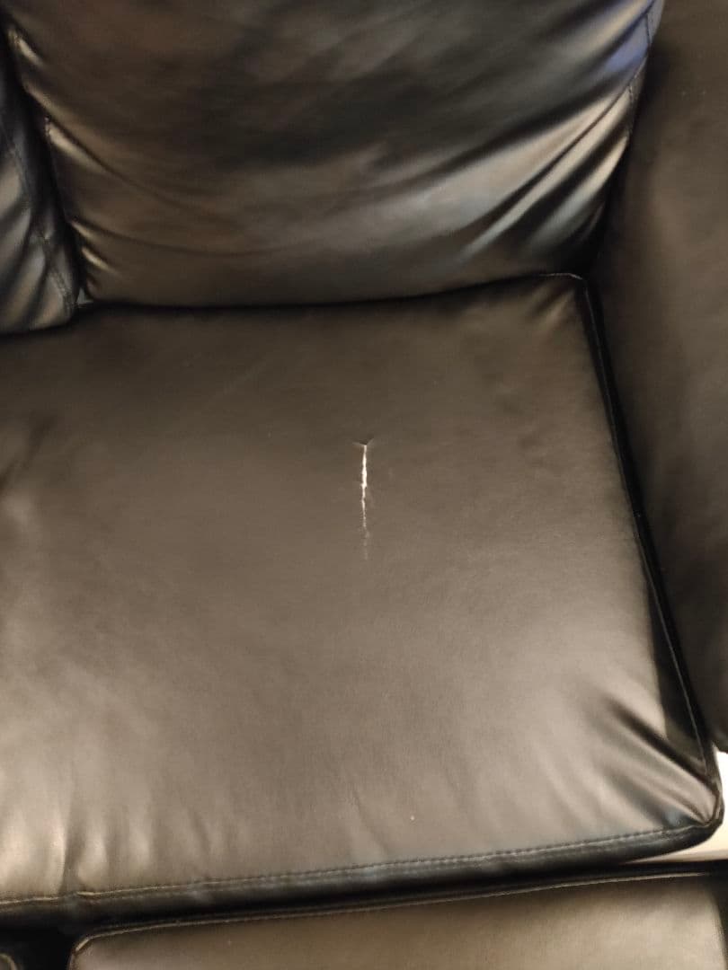 L字型黒ソファセット 合成皮革、引き取り限定