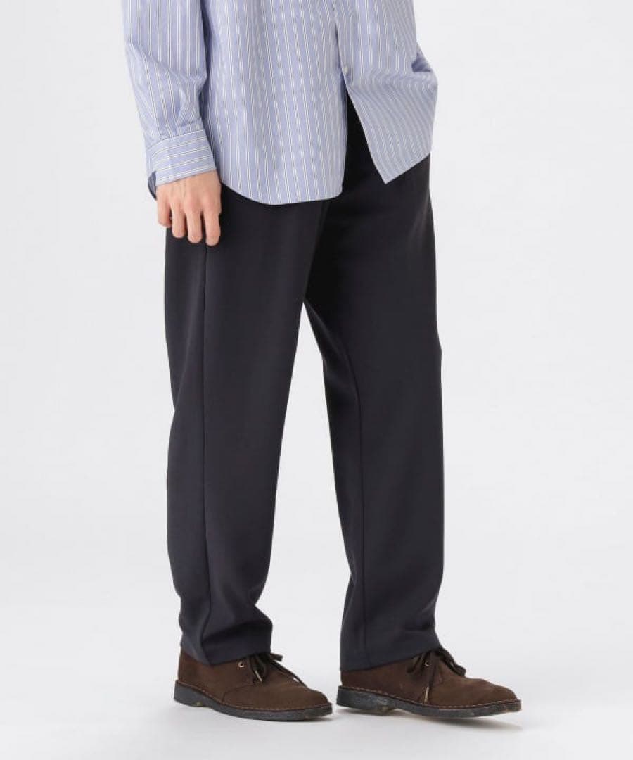 新作BEAMS ストレッチ接触冷感ダブルフェイス梨地パンツSize:L BK