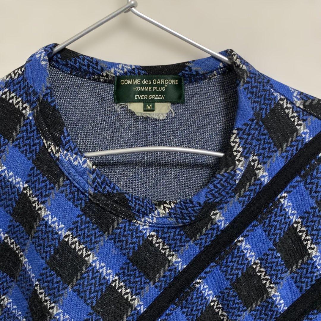 希少 コムデギャルソンオムプリュス エバーグリーン チェック カットソー M