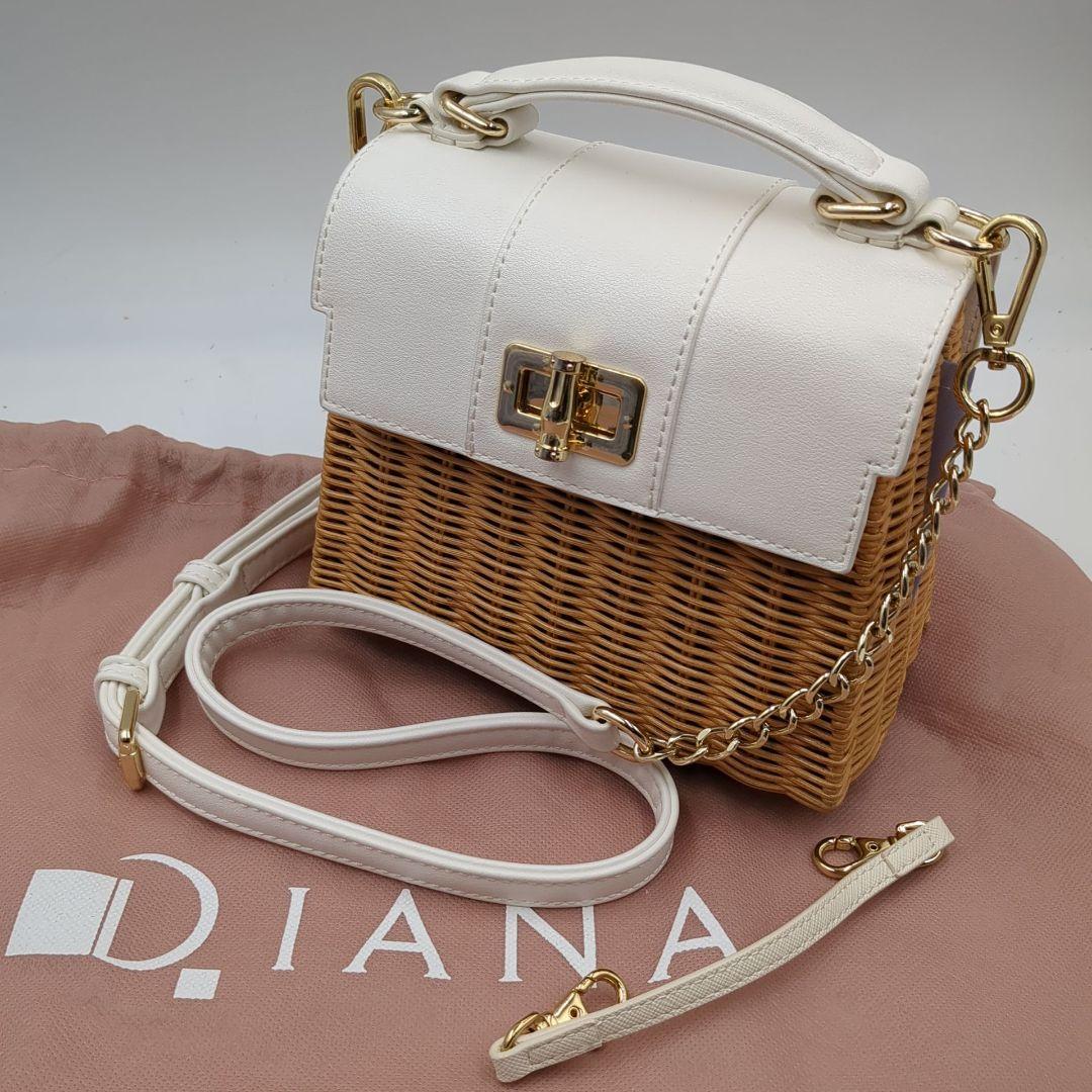 ★美品 ダイアナ DIANA かごバッグ ショルダー 2way ハンドバッグ 白