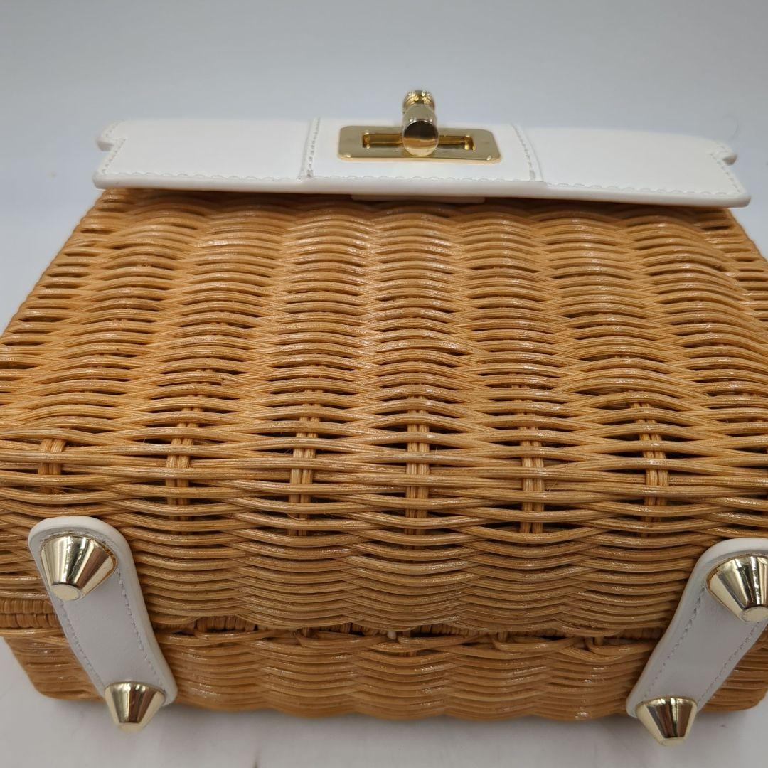 ★美品 ダイアナ DIANA かごバッグ ショルダー 2way ハンドバッグ 白