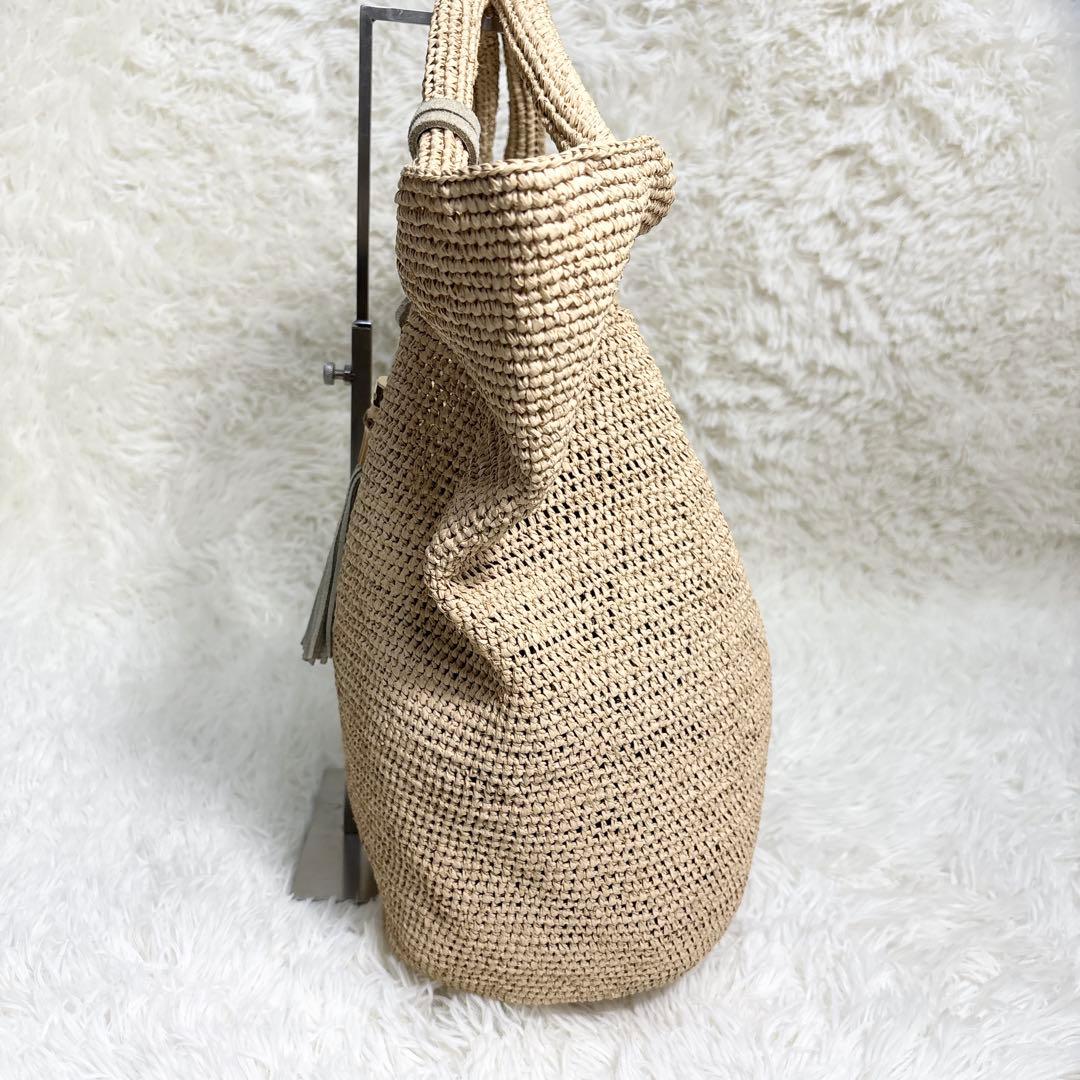 ☆美品☆HEIDI  ハイディクライン カゴバッグ ラフィア フリンジ