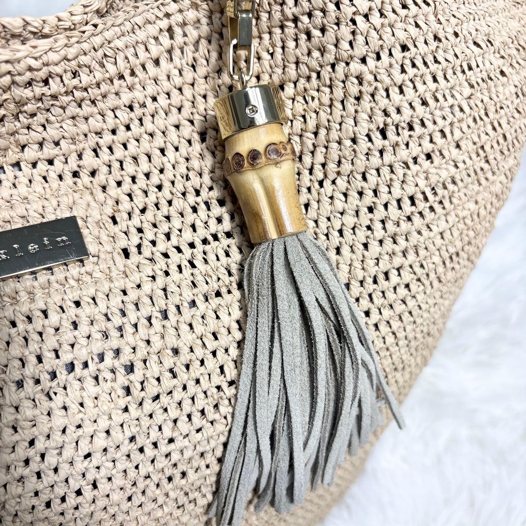 ☆美品☆HEIDI  ハイディクライン カゴバッグ ラフィア フリンジ