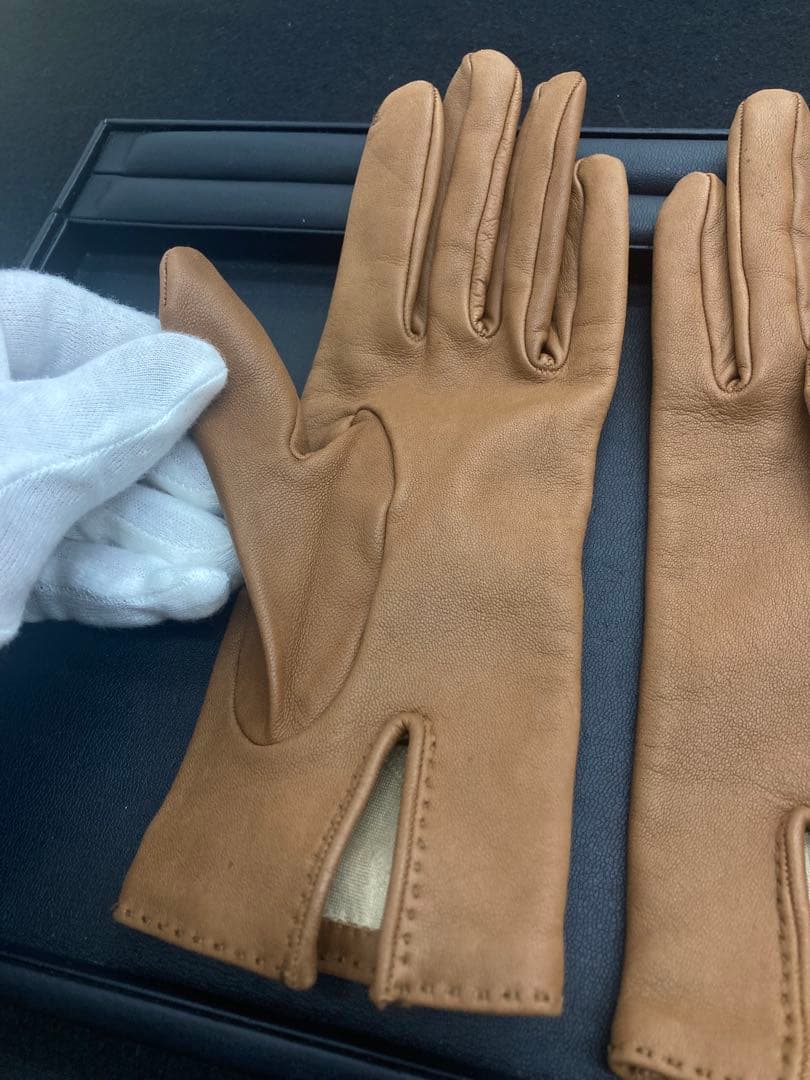 【極美品】エルメス ケリー 茶レザー グローブ×希少ゴールド金具 ホルダー 付き