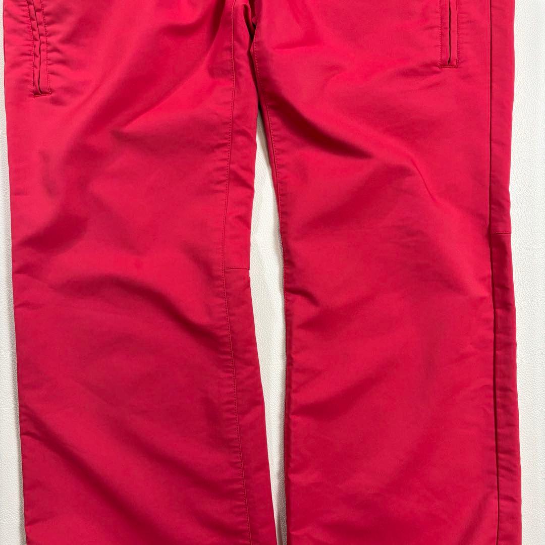 PEARLY GATES ロゴ刺繍 ゴルフパンツ 赤 5 裾ドローコード