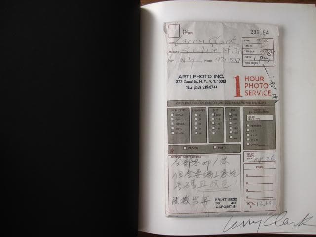 Larry Clark　ラリー・クラーク　直筆サイン本