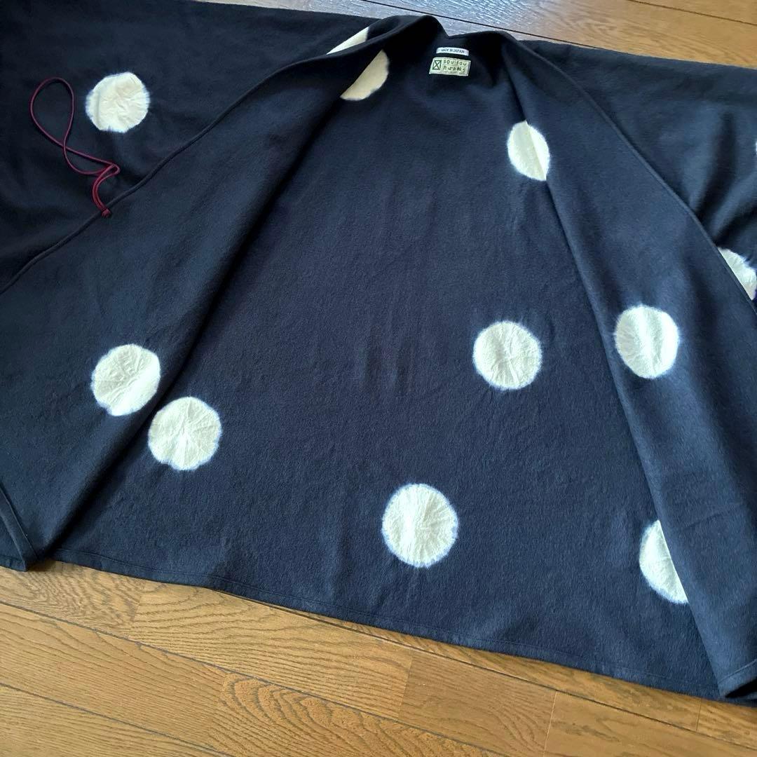 美品★SOU・SOUソウソウ★毛　強圧縮編　きさらぎ　たばた絞り　水玉