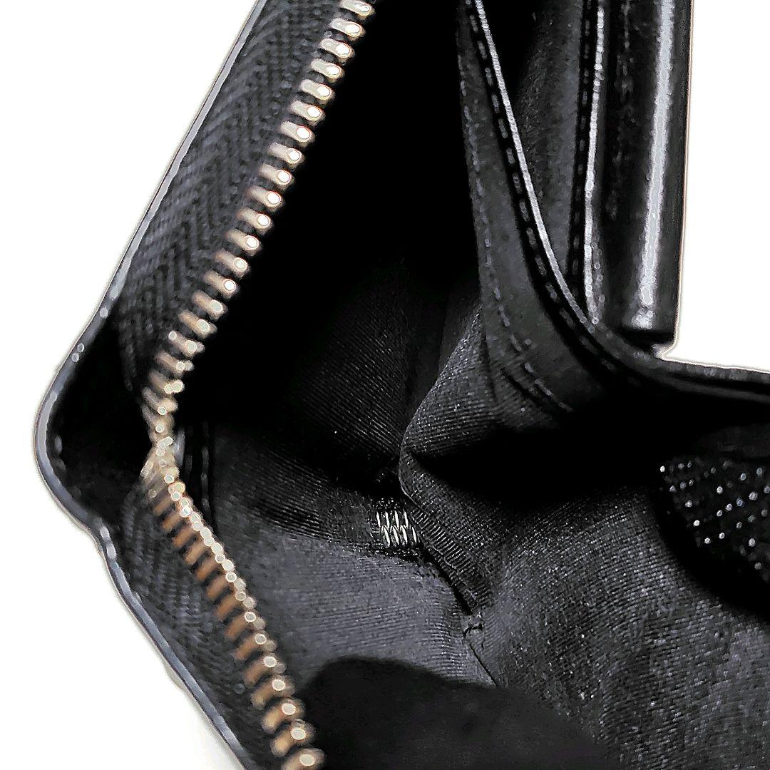 JIMMY CHOO　折り財布　黒　シボ革　ラウンドジップ　スタースタッズ