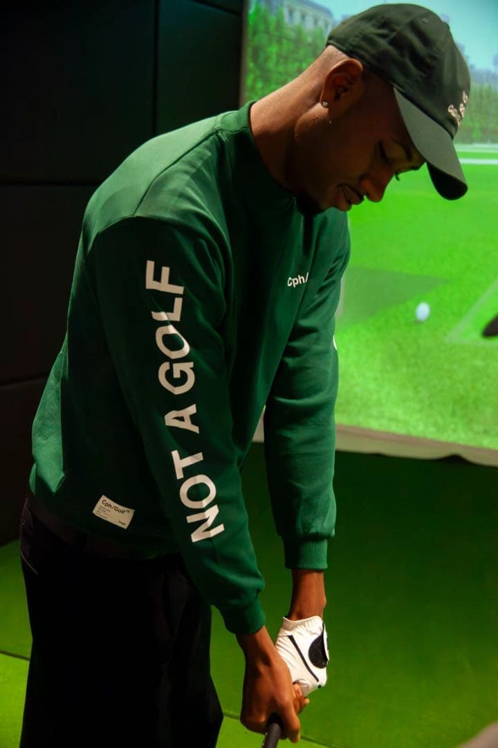 ロゴモックネックシャツ　グリーン　M