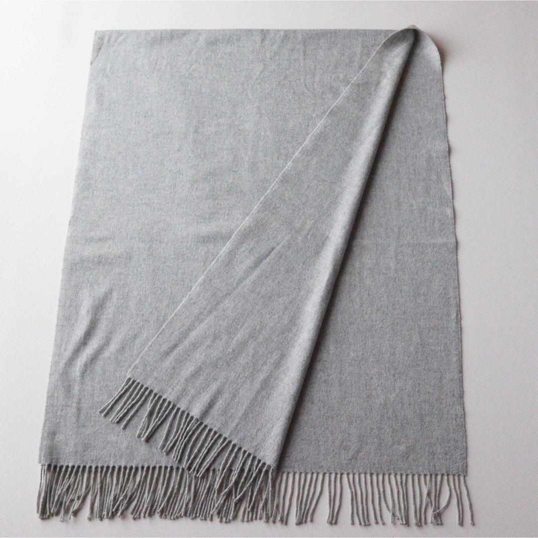 5456【美品】ジョンストンズ 大判ストール カシミヤ100％ グレー