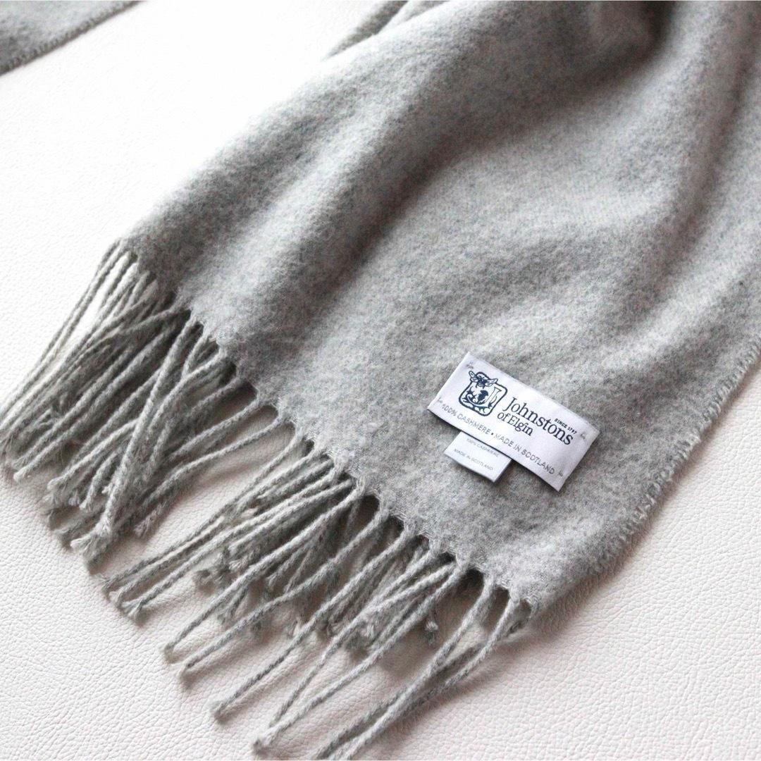 5456【美品】ジョンストンズ 大判ストール カシミヤ100％ グレー
