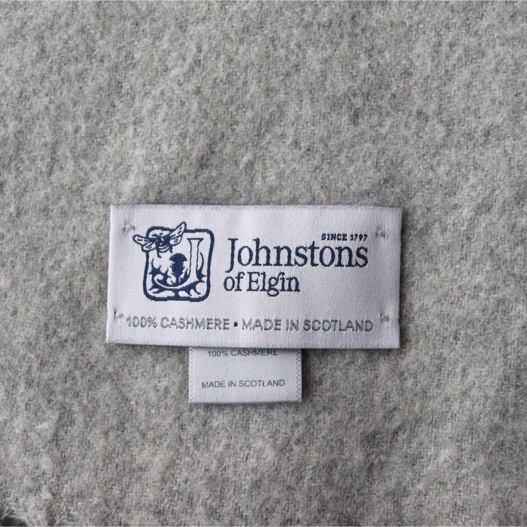 5456【美品】ジョンストンズ 大判ストール カシミヤ100％ グレー