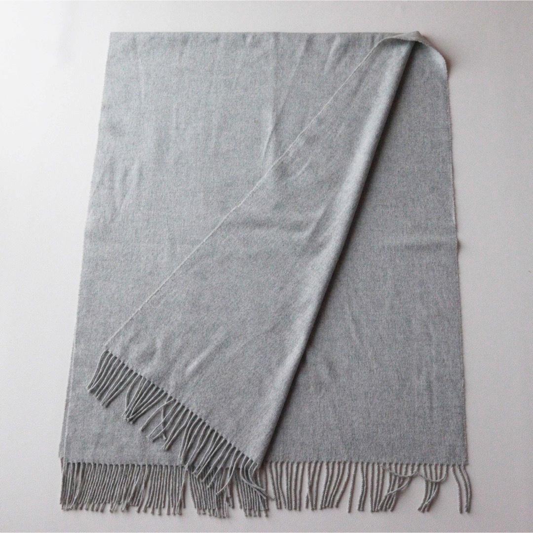 5456【美品】ジョンストンズ 大判ストール カシミヤ100％ グレー