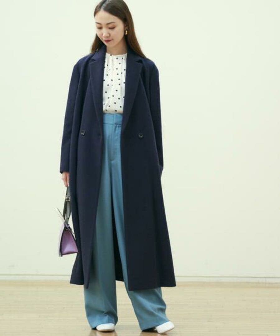 美品✨ Ballsey ウールナイロンカシミヤチェスターコート 濃紺 ロング M