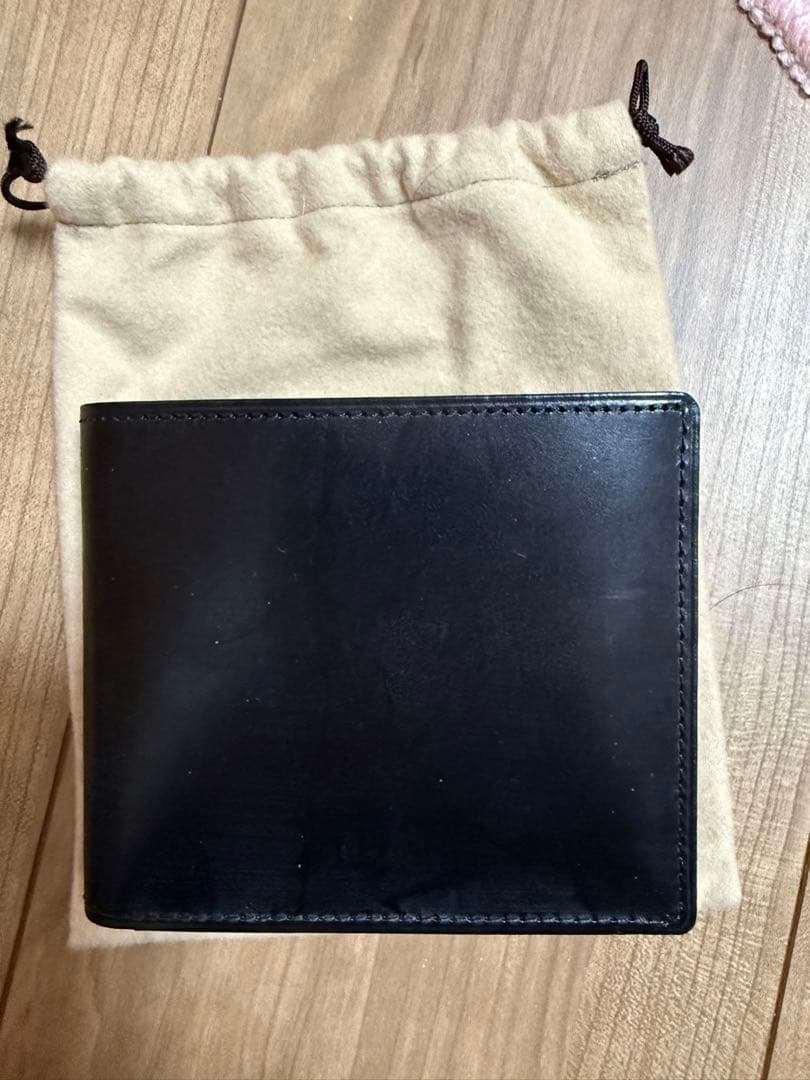 レザー製二つ折り財布 黒茶