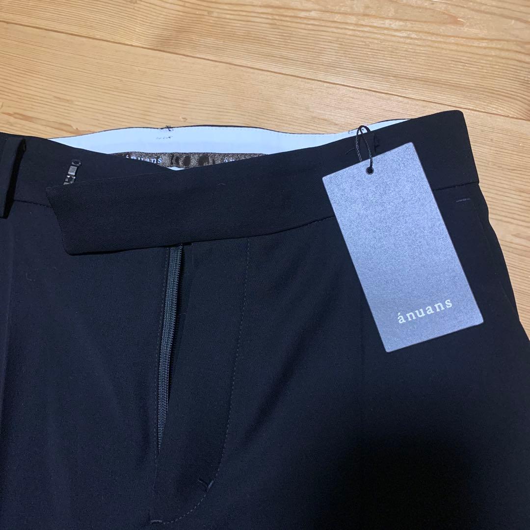 anuans スリムフィットセミフレアパンツ