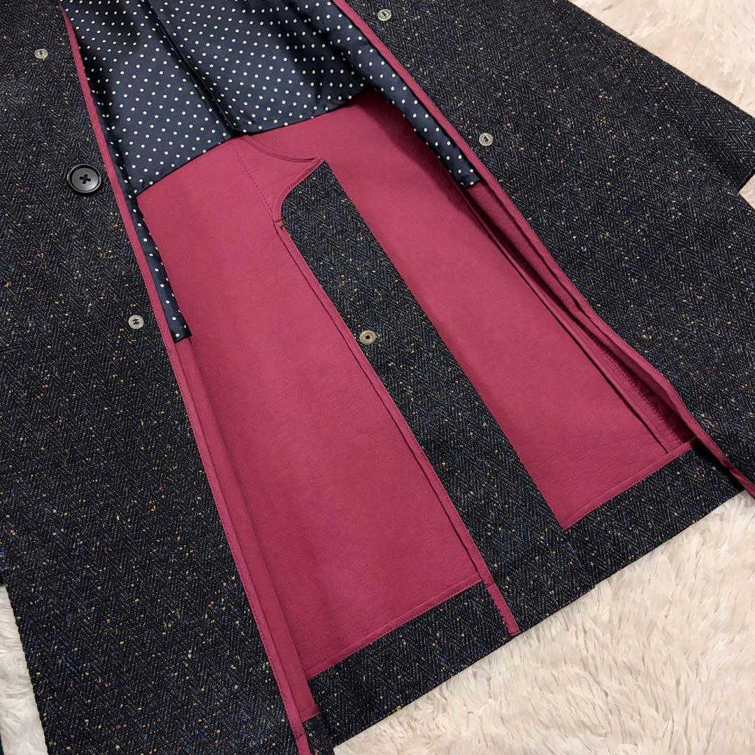 マッキントッシュフィロソフィー ネップツイード ダブルコート ネイビー 2way