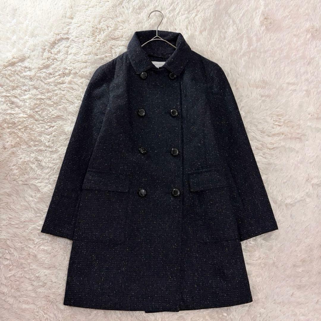 マッキントッシュフィロソフィー ネップツイード ダブルコート ネイビー 2way