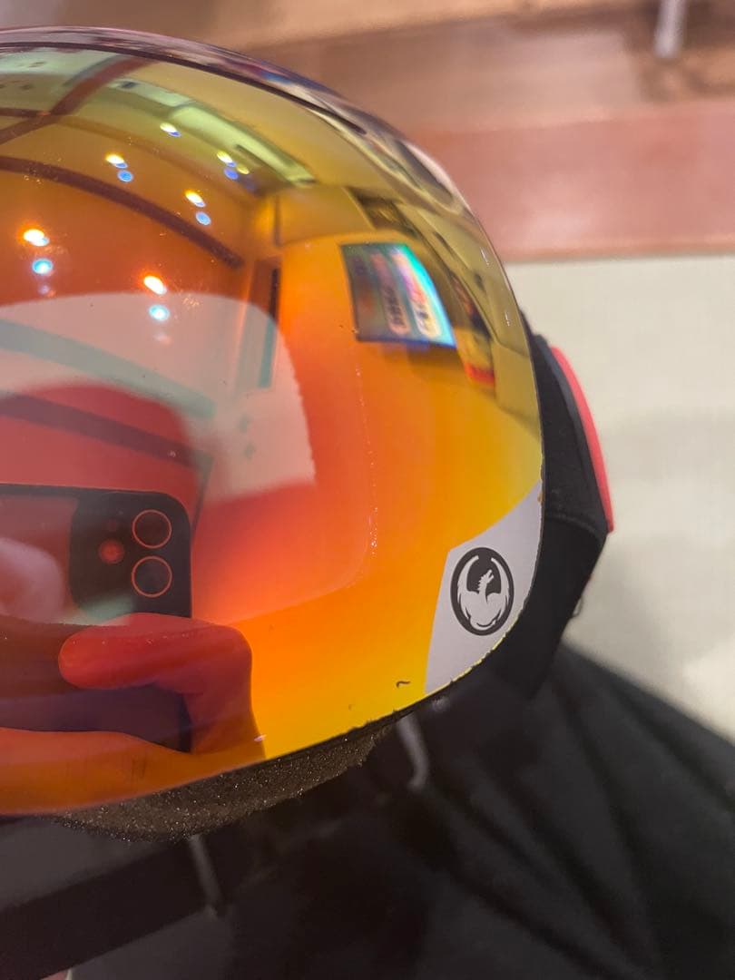 スキーゴーグル　ドラゴン　ハードケース付き　ミラー仕上げ ピンクレンズ