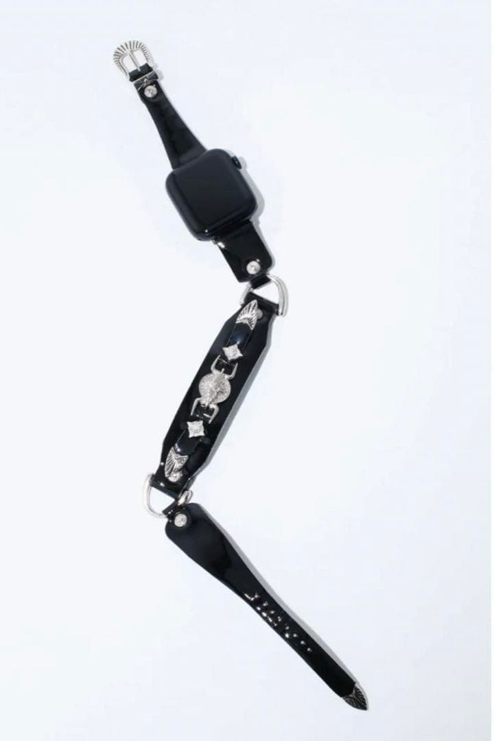 美品　toga leather watch belt 41cm GLOSSY