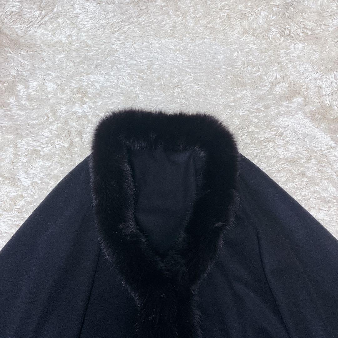 ジャケット・アウター Cashmere Brend Blue Fox fur Poncho Cape