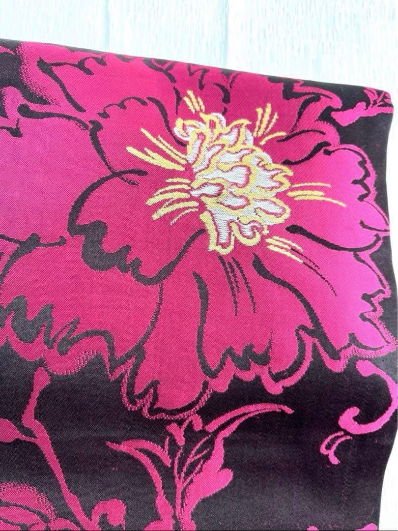 【超超美品】ほぼ新品 名古屋帯 大正ロマン アンティーク マゼンダ 花柄 正絹