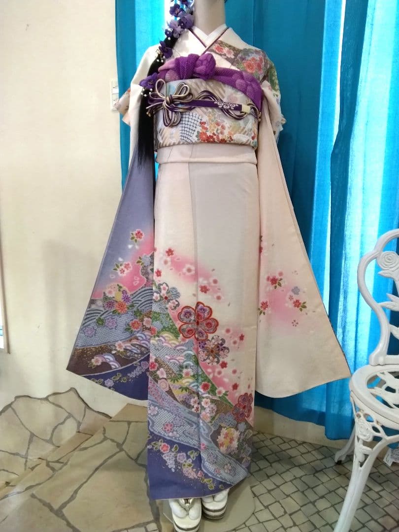 振袖フルセット、正絹振袖、成人式、重ね衿帯揚げ帯締め、西陣袋帯、襦袢、ガード加工