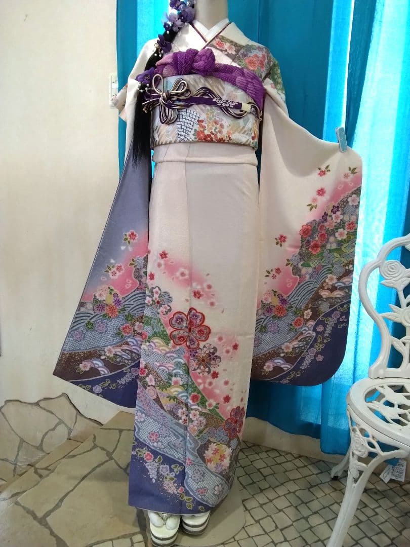 振袖フルセット、正絹振袖、成人式、重ね衿帯揚げ帯締め、西陣袋帯、襦袢、ガード加工