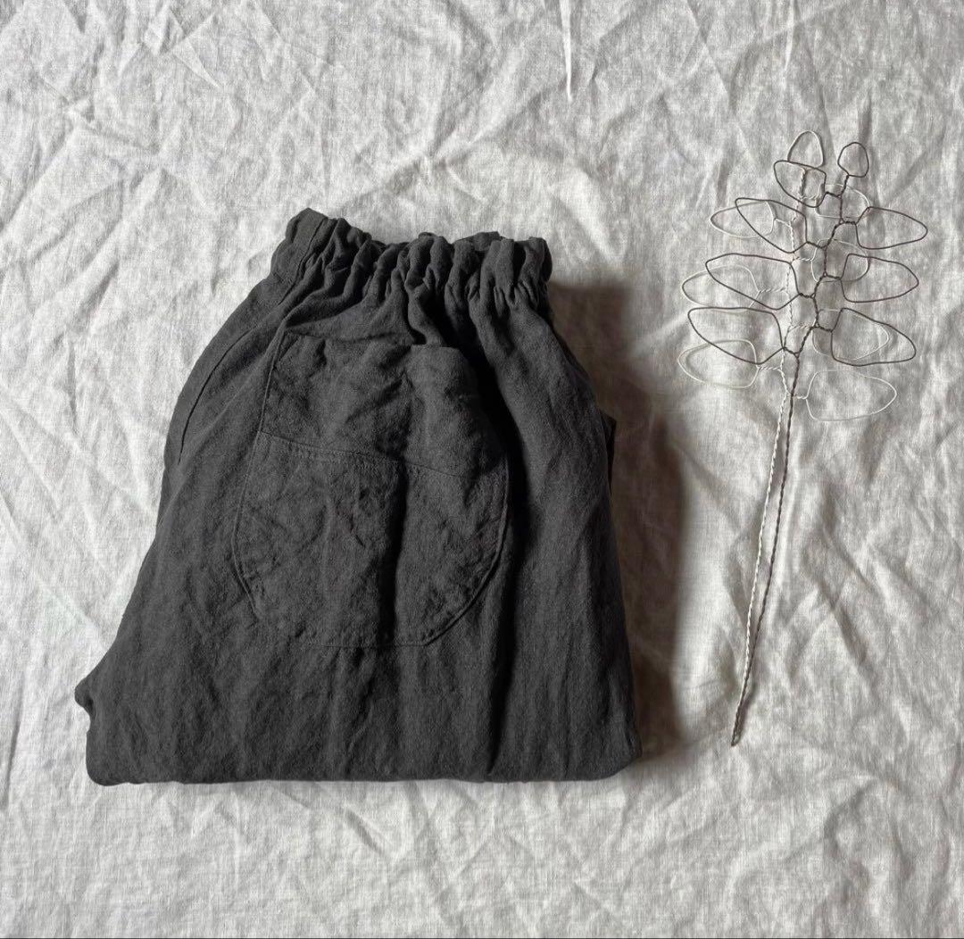 リネン楽ちんパンツ うなぎの寝床 もんぺ　Lサイズ 男女兼用　ハンドメイドih