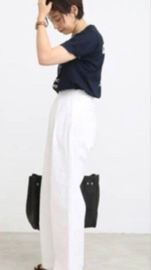 Deuxieme Classe stretch twill タックパンツ 白