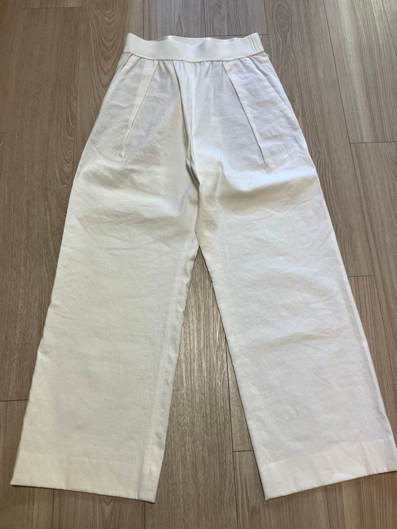 Deuxieme Classe stretch twill タックパンツ 白