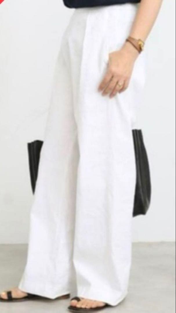 Deuxieme Classe stretch twill タックパンツ 白