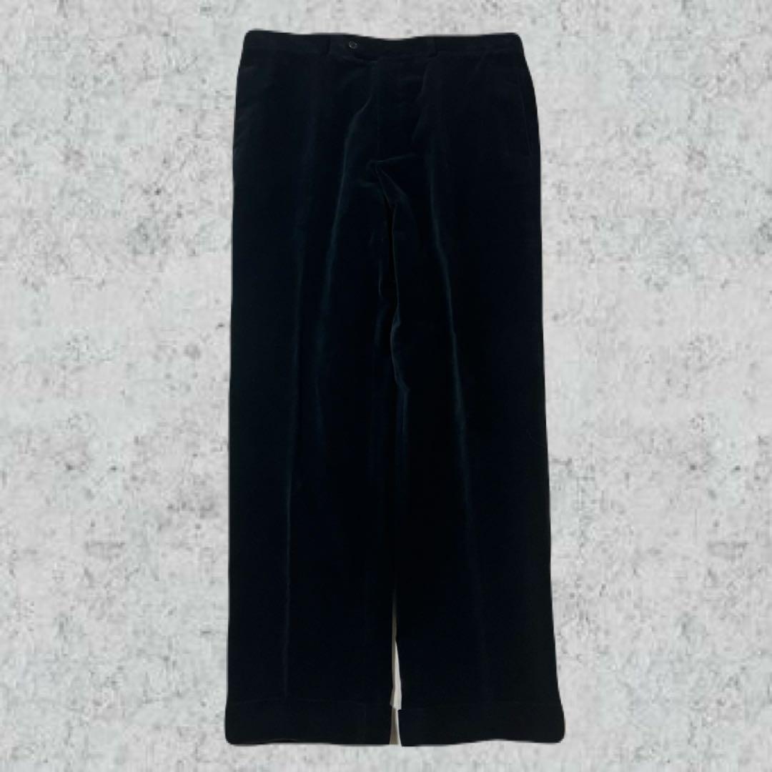 80s　90s　イタリア製　ブラック　スラックス　ベロア　高級　伊製　パンツ