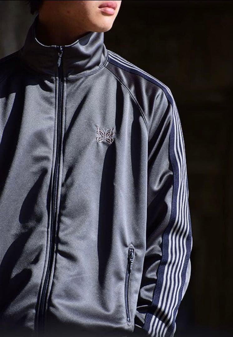 ニードルス×ロフトマン トラックジャケット グレー×ネイビー L