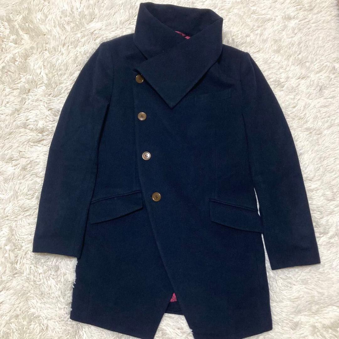 希少 Lサイズ ヴィヴィアンウエストウッドマン コート 変形 ウール ネイビー