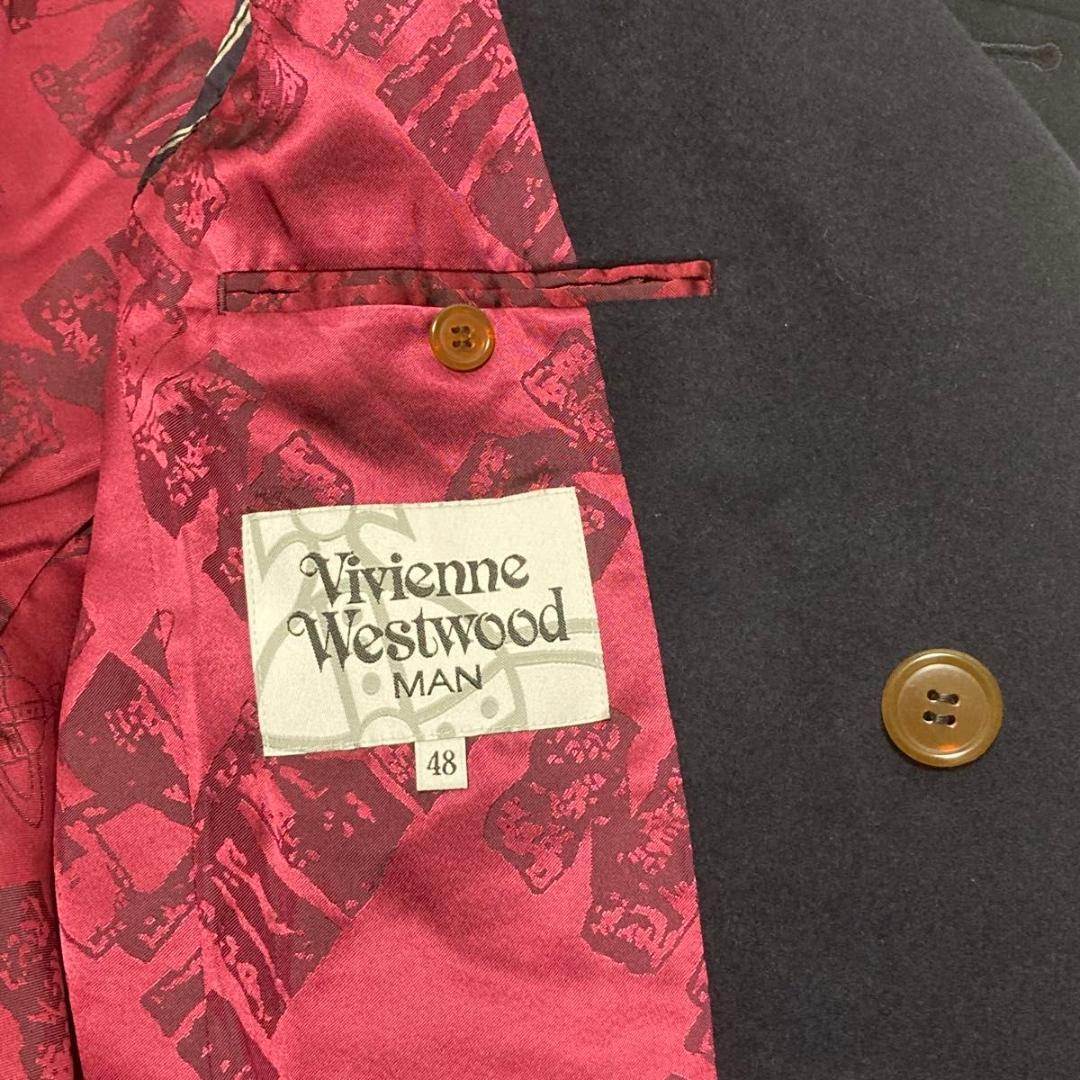 希少 Lサイズ ヴィヴィアンウエストウッドマン コート 変形 ウール ネイビー