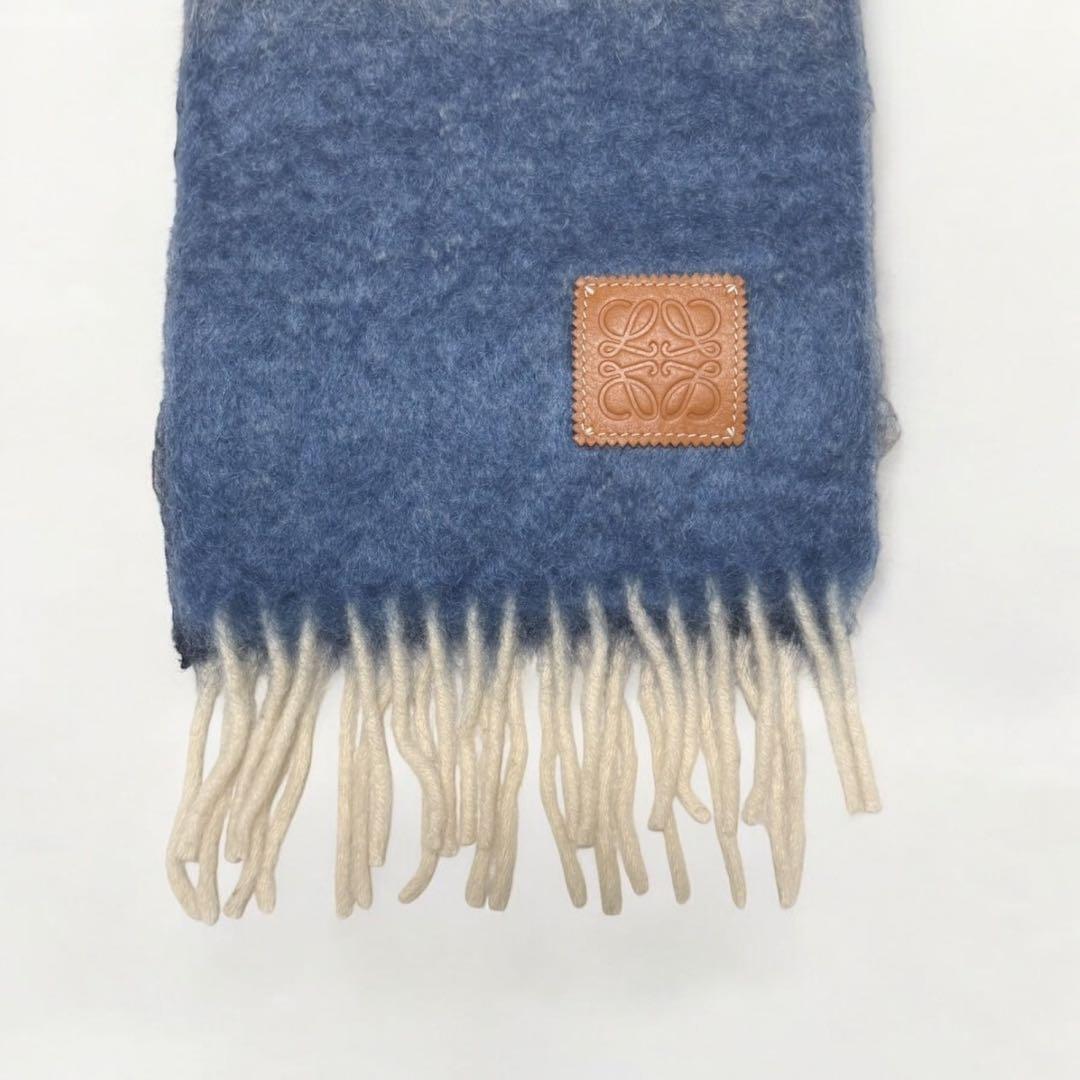 LOEWE ロエベ モヘヤマフラー グラデーション ブルー グレー ネイビー