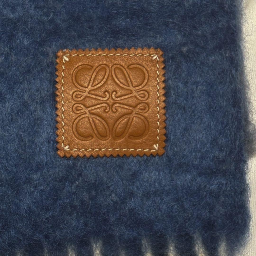 LOEWE ロエベ モヘヤマフラー グラデーション ブルー グレー ネイビー